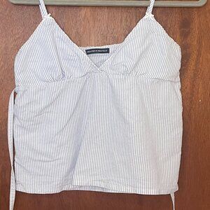 Brandy Melville Edith Striped Tank Blue White Tie Back